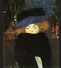 Gustav Klimt lady with hat and feather boa painting